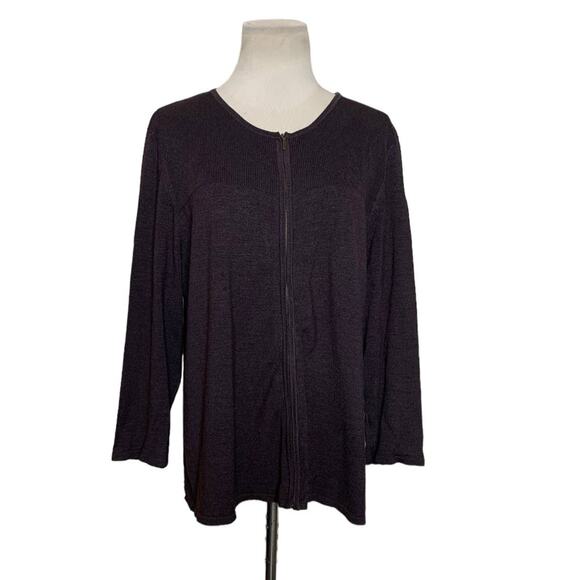 Style & Co Collection brown silk zipper knit jacket size XL - Picture 1 of 7